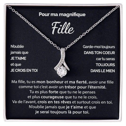 Cadeau De Maman Pour Fille - Collier Ruban Précieux Finition Or Blanc Tu Es Courageuse Jewelry
