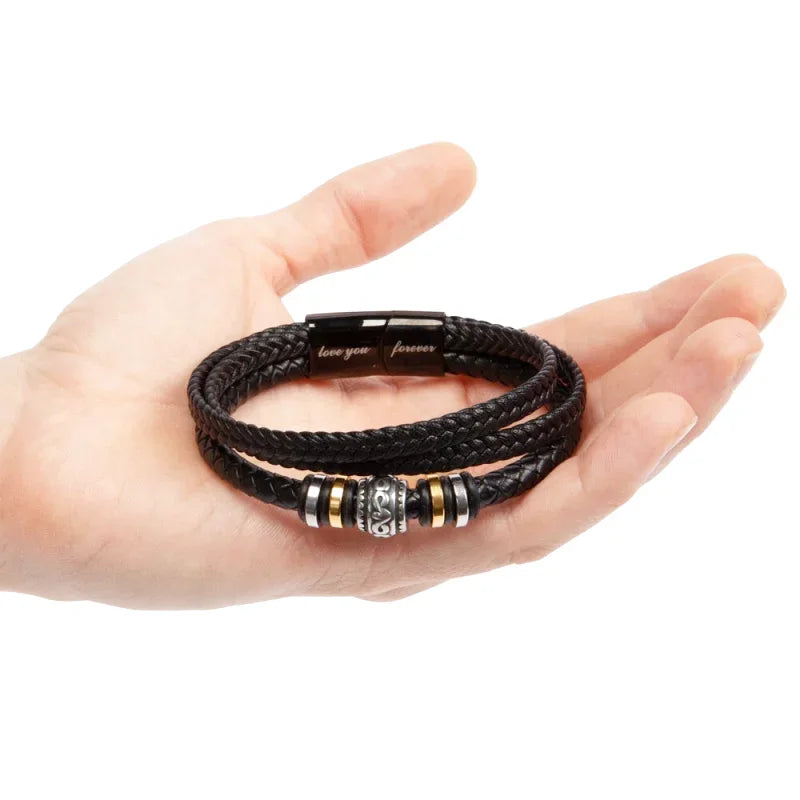 Bracelet En Cuir Tressé - Cadeau De Grand - parent Pour Son Petit - fils Mes Souhaits Bonheur Jewelry