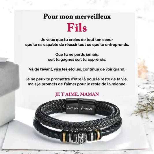 Bracelet En Cuir Tressé - Cadeau De Maman Pour Son Fils Je Crois Toi Jewelry