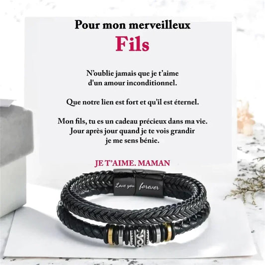 Bracelet En Cuir Tressé - Cadeau De Maman Pour Son Fils Tu Es Précieux Jewelry