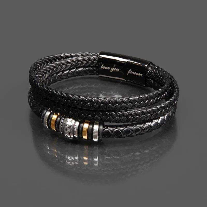 Bracelet En Cuir Tressé - Cadeau Pour Notre Fils On T’aime Toujours 🇫🇷 Jewelry
