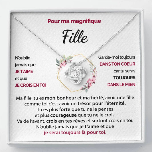 Cadeau De Maman Pour Sa Fille - Collier Noeud D’amour Finition Or Blanc Je Crois En Toi Jewelry