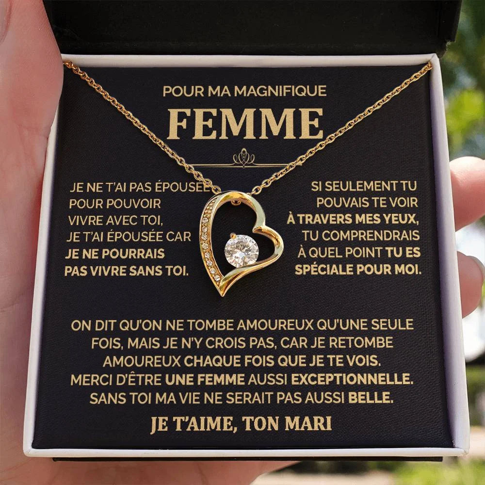 Cadeau De Mari Pour Sa Femme - Coffret Collier Coeur Eternel Je Ne Pourrais Pas Vivre Sans Toi Jewelry