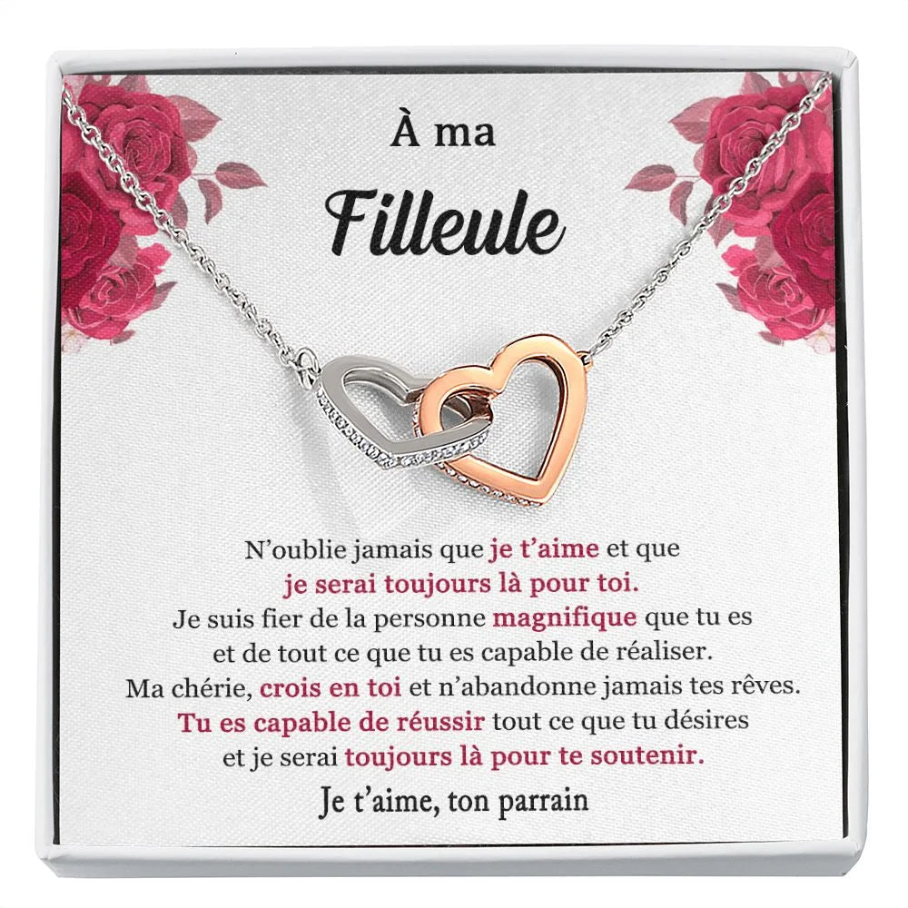 Cadeau De Parrain Pour Filleule - Coffret Collier Coeurs Entrelacés Je T’aime Jewelry