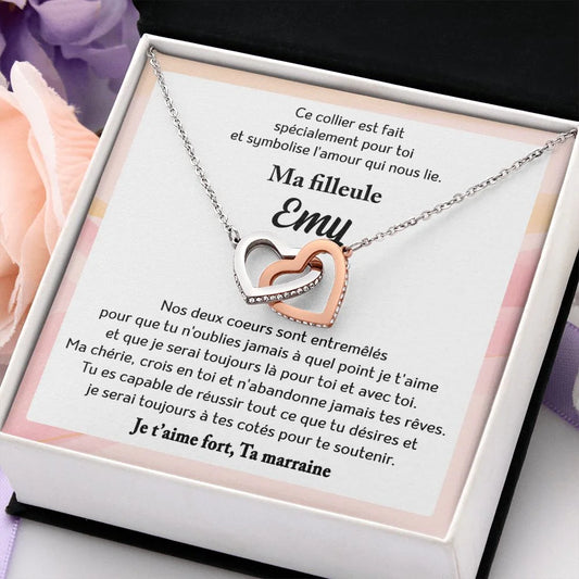 Cadeau Personnalisé De Marraine Pour Filleule - Coffret Collier Coeurs Entrelacés Je T’aime Fort Jewelry