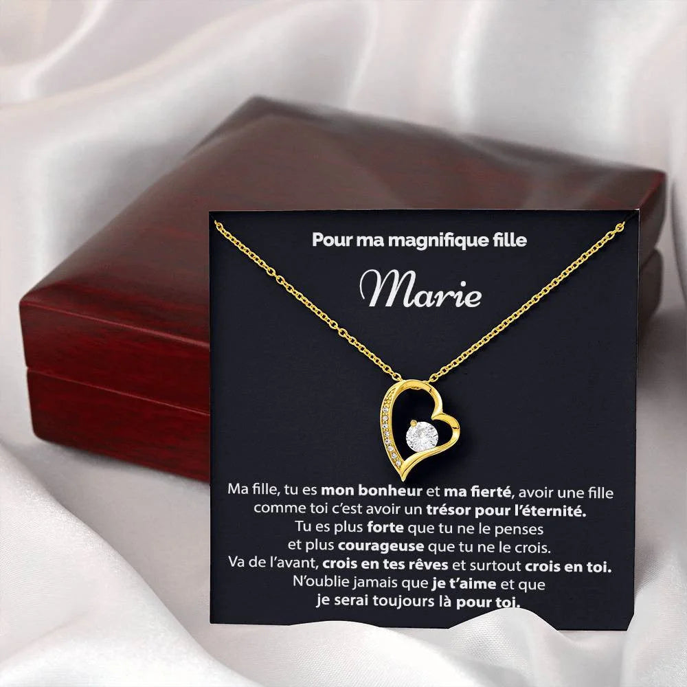 Cadeau Pour Ma Fille - Je Crois En Toi Collier Coeur Précieux Finition Or Blanc Ou Jaune Jewelry