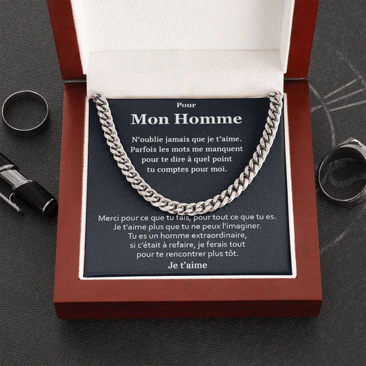 Cadeau Pour Mon Homme - Coffret Chaine à Maillons N’oublie Jamais Que Je T’aime Jewelry