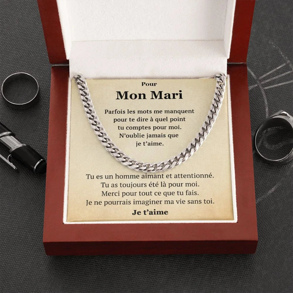 Cadeau Pour Mon Mari - Coffret Chaine à Maillons Ma Vie Jewelry
