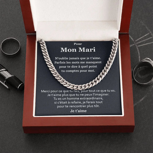 Cadeau Pour Mon Mari - Coffret Chaine à Maillons N’oublie Jamais Que Je T’aime Jewelry
