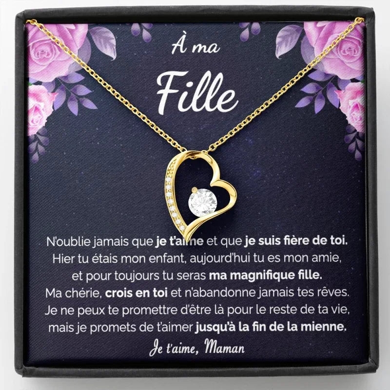 Coffret Collier Amour Eternel - Cadeau Signé Maman Ma Fille Je Suis Fière De Toi Jewelry