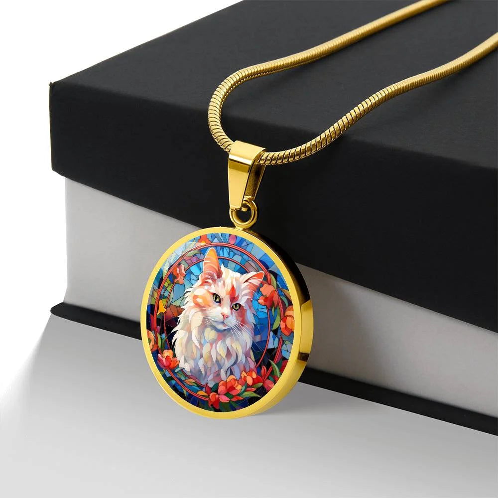 Collier D’art Personnalisable - Bijou Unique Fait Main Vitrail Chat Jewelry