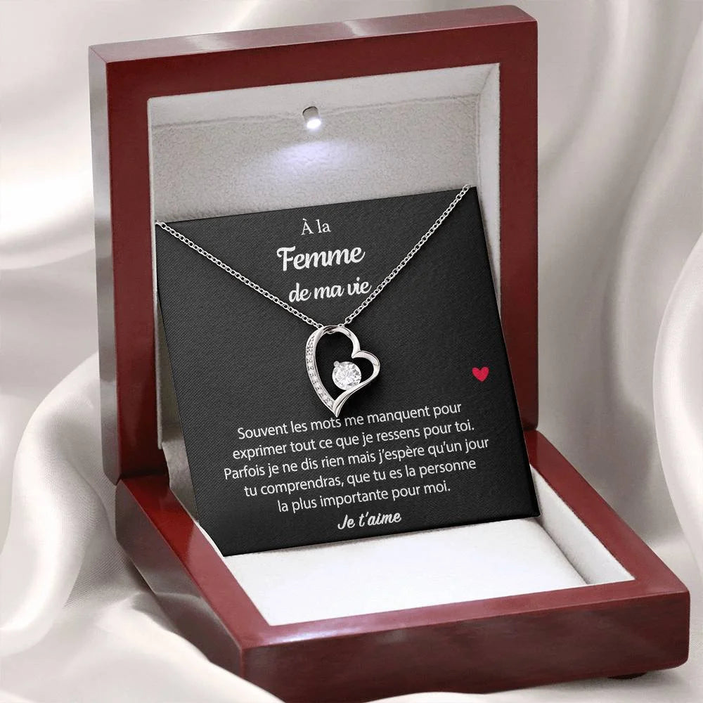 Pendentif Avec Message D’amour - Coffret Coeur Eternel Pour La Femme De Ma Vie Ce Que Je Ressens Toi Jewelry