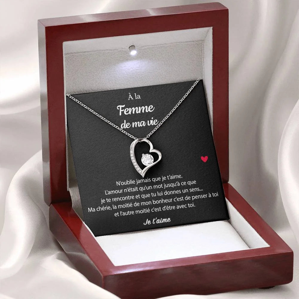 Pendentif Avec Message D’amour - Coffret Coeur Eternel Pour La Femme De Ma Vie Mon Bonheur Jewelry