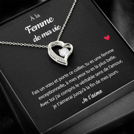 Pendentif Avec Message D’amour - Coffret Coeur Eternel Pour La Femme De Ma Vie Tu Es Plus Belle Jewelry
