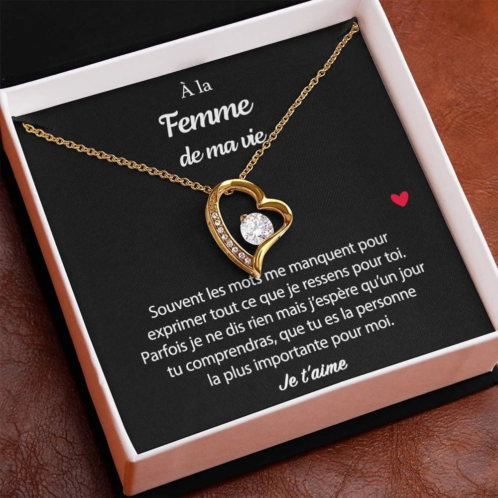 Pendentif Avec Message D’amour - Coffret Coeur Eternel Pour La Femme De Ma Vie Ce Que Je Ressens Toi Jewelry