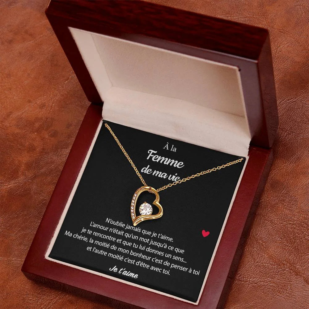 Pendentif Avec Message D’amour - Coffret Coeur Eternel Pour La Femme De Ma Vie Mon Bonheur Jewelry