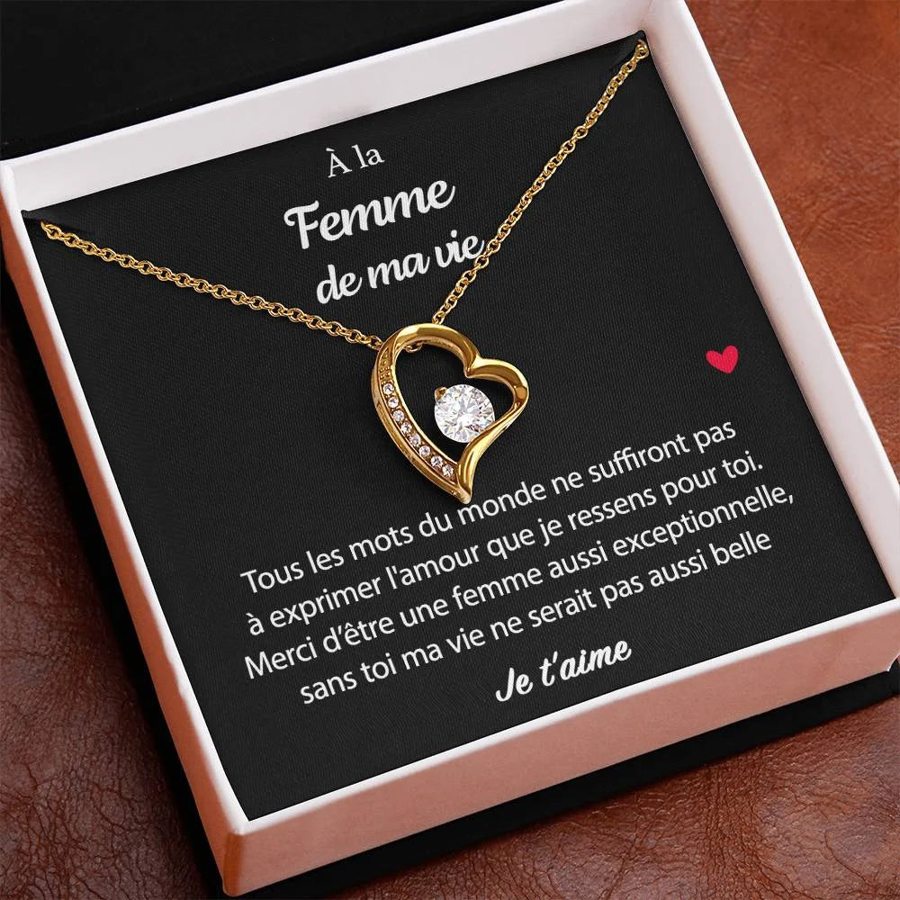 Pendentif Avec Message D’amour - Coffret Coeur Eternel Pour La Femme De Ma Vie Tu Es Exceptionnelle Jewelry