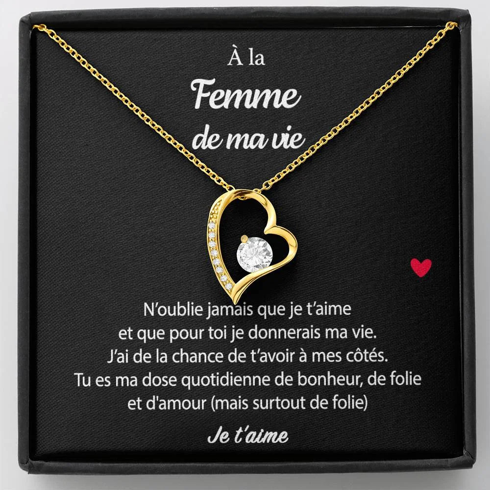 Pendentif Avec Message D’amour - Coffret Coeur Eternel Pour La Femme De Ma Vie Dose Folie Jewelry