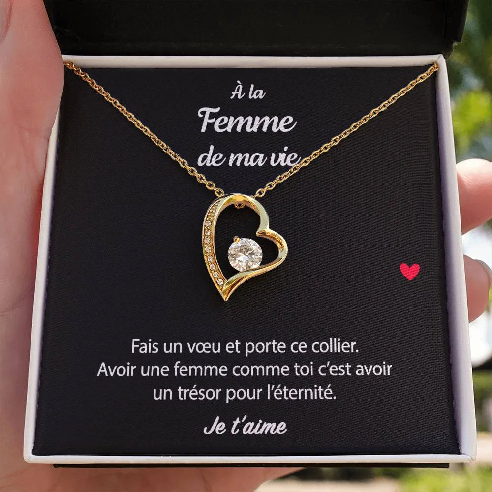 Pendentif Avec Message D’amour - Coffret Coeur Eternel Pour La Femme De Ma Vie Fais Un Voeu Jewelry