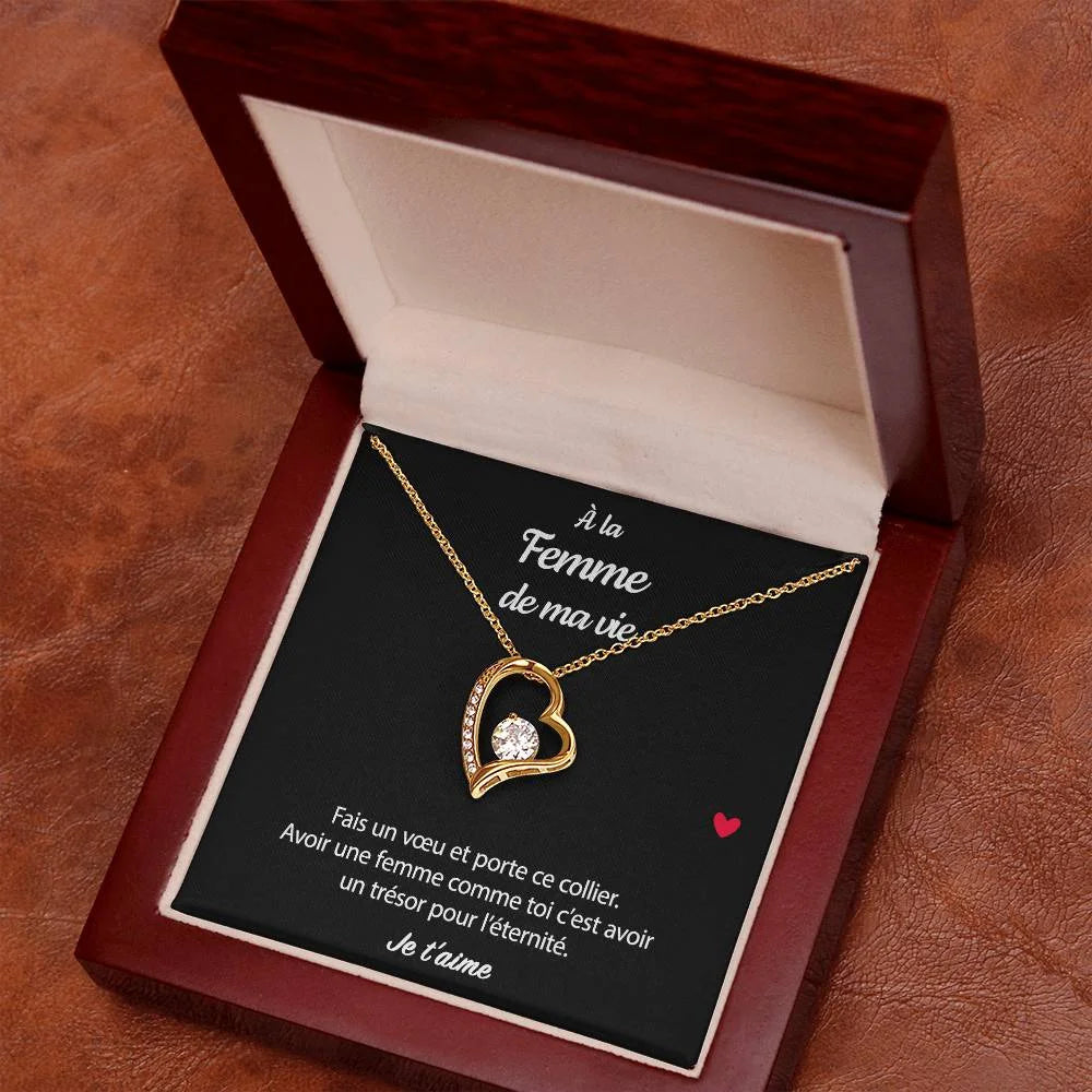 Pendentif Avec Message D’amour - Coffret Coeur Eternel Pour La Femme De Ma Vie Fais Un Voeu Jewelry